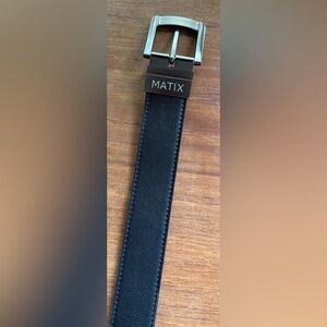 Matix Black Leather Belt with Polished Silver Buckle